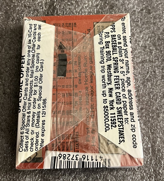 1986 Topps Baseball - Unopened Cello Pack - Kirby Puckett - 28 Cards