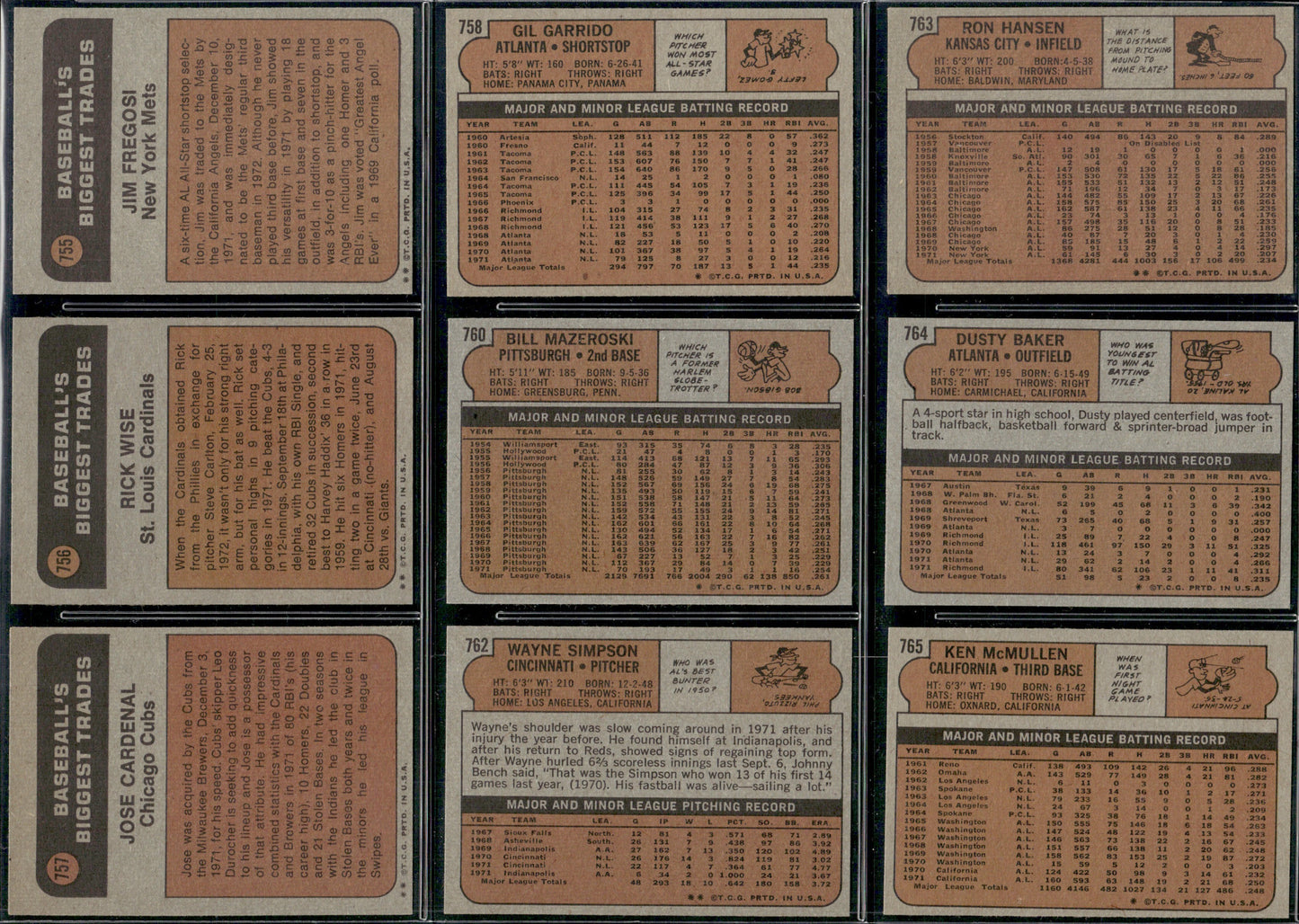 1972 Topps Baseball Complete Set - NM AVG w 74 Graded - Fisk RC Aaron Ryan Mays