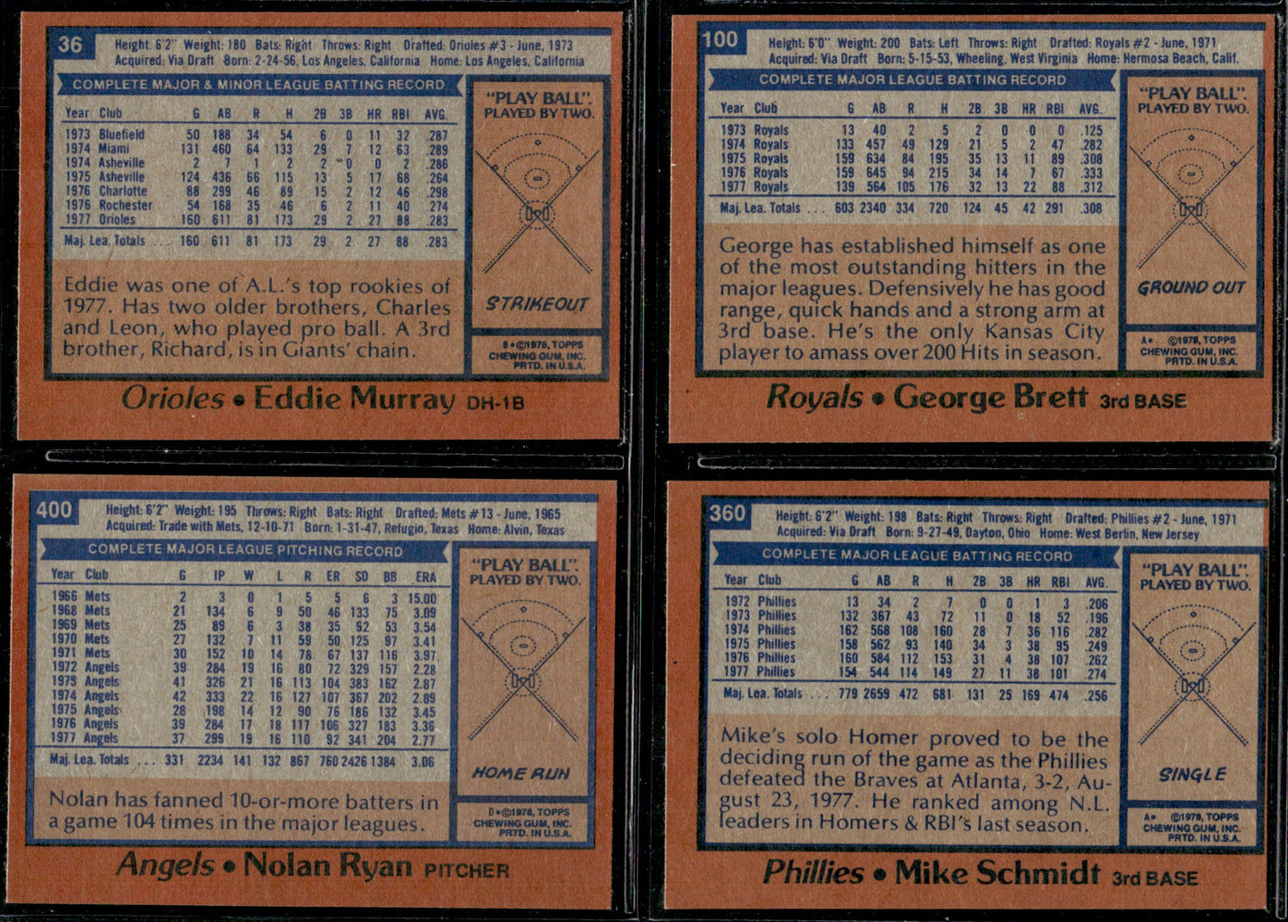 1978 Topps Baseball Complete Set Vending! - NM AVG - Murray Molitor RC Ryan