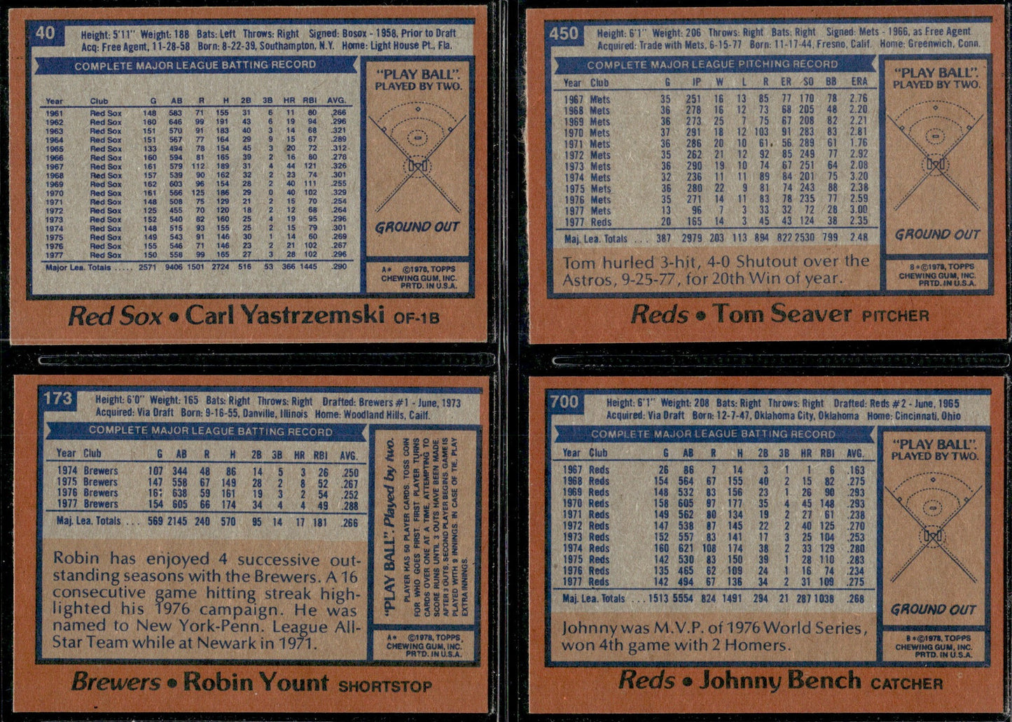 1978 Topps Baseball Complete Set Vending! - NM AVG - Murray Molitor RC Ryan