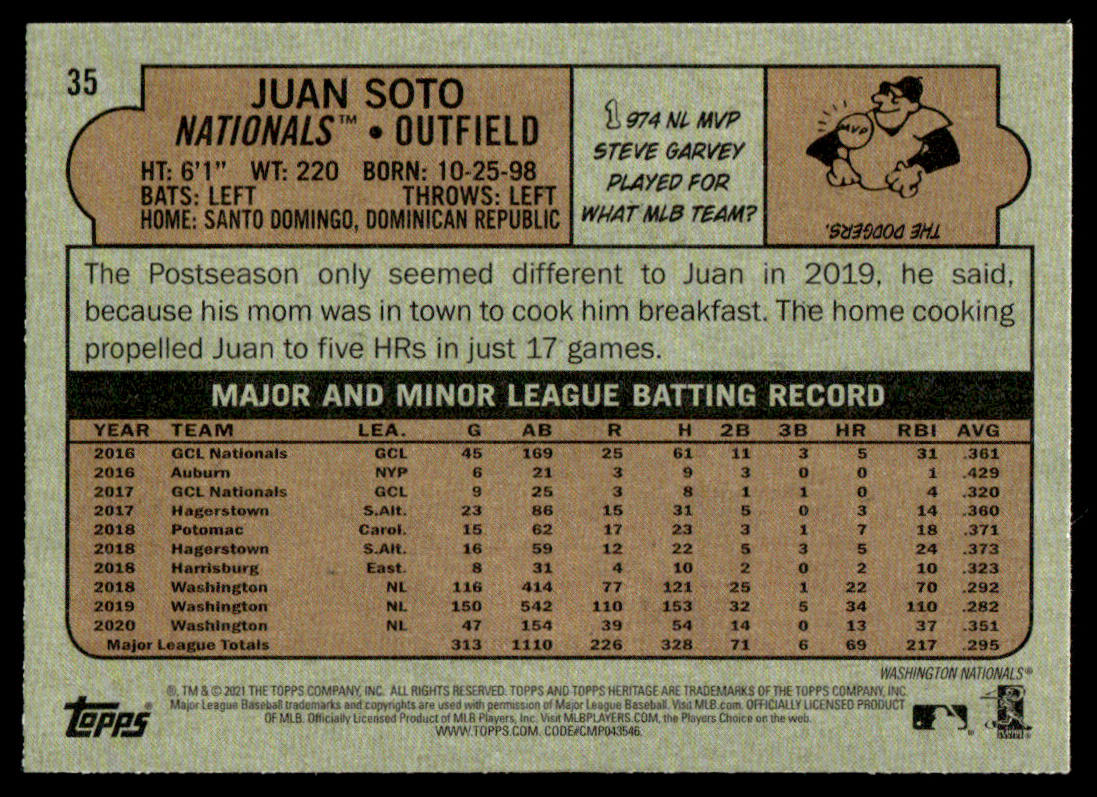 2021 Topps Heritage #35 #36 #85 - Juan Soto - Lot of 3
