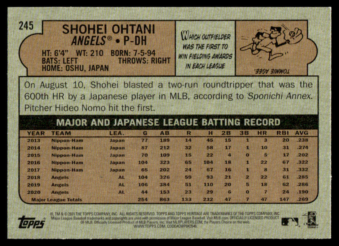 2021 Topps Heritage #245 #246 - Shohei Ohtani - Lot of 2