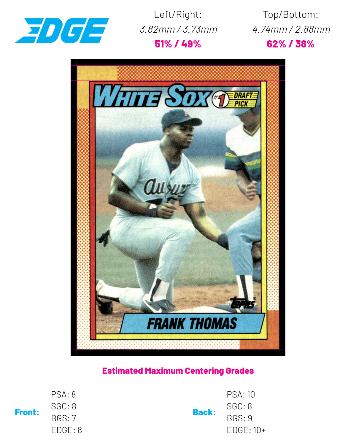 1990 Topps Baseball #414 - Frank Thomas RC - NMMT