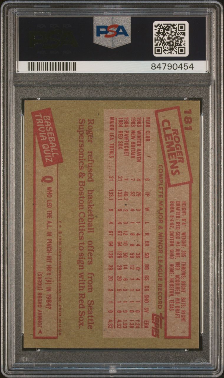 1985 Topps Baseball Complete Set Vending! - McGwire Clemens Puckett RC PSA 8