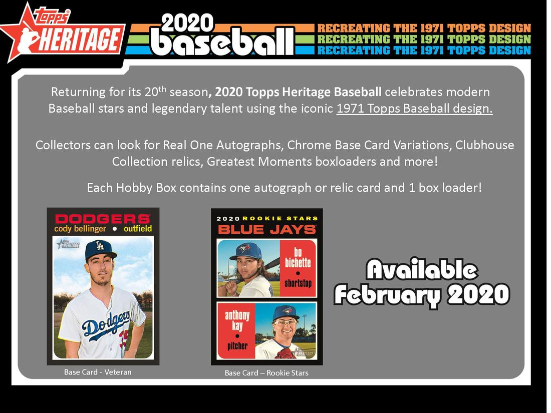 2020 Topps Heritage Baseball - Factory Sealed Hobby Box - 24 Packs