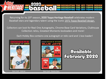 2020 Topps Heritage Baseball - Factory Sealed Hobby Box - 24 Packs