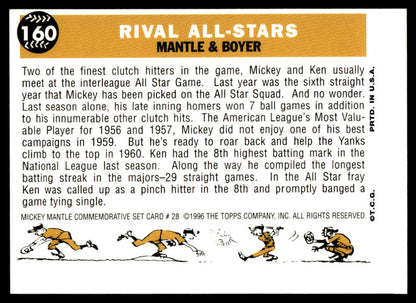 1997 Topps Baseball Mickey Mantle Reprints #28 - Rival All Stars