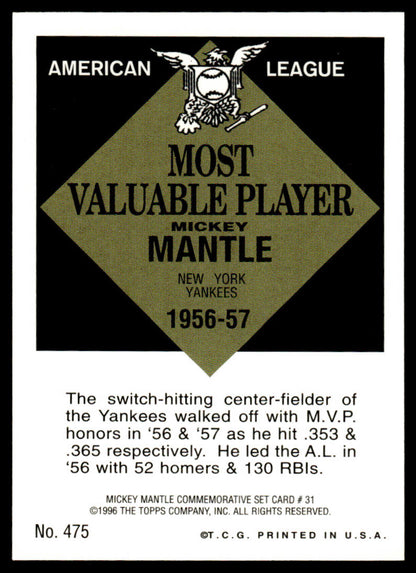 1997 Topps Baseball Mickey Mantle Reprints #31 - Mickey Mantle