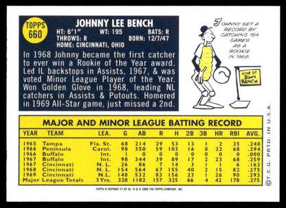 2001 Topps Baseball Through the Years Reprints #21 - Johnny Bench
