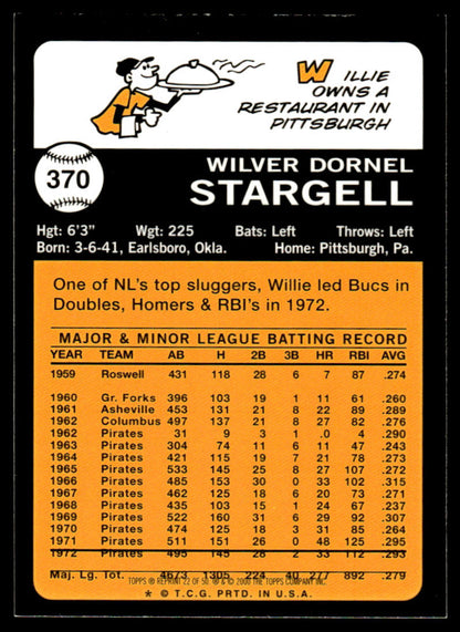 2001 Topps Baseball Through the Years Reprints #22 - Willie Stargell