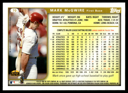 2001 Topps Baseball Through the Years Reprints #41 - Mark McGwire