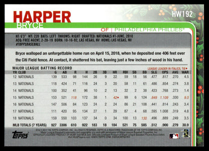 2019 Topps Holiday Baseball #HW192 - Bryce Harper