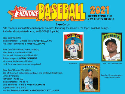2021 Topps Heritage Baseball - Factory Sealed Hobby Box - 24 Packs