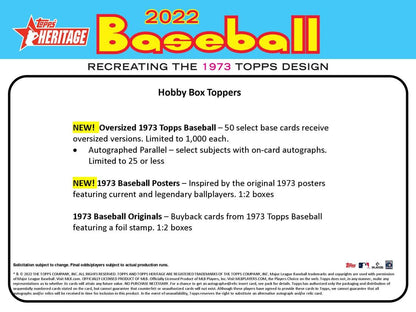 2022 Topps Heritage Baseball - Factory Sealed Hobby Box - 24 Packs