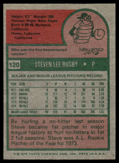 1975 Topps Baseball #120 - Steve Busby - NM