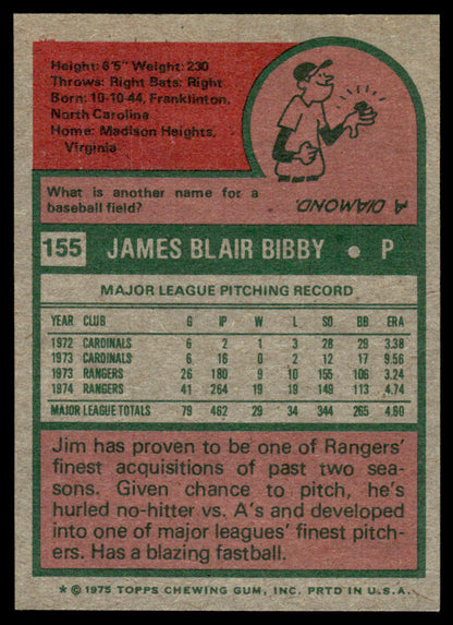 1975 Topps Baseball #155 - Jim Bibby - NM