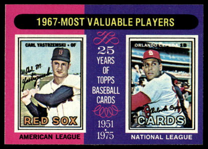 1975 Topps Baseball #205 - 1967 MVPs - Yastrzemski/Cepeda - NM