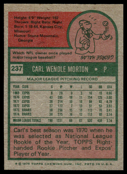 1975 Topps Baseball #237 - Carl Morton - NM