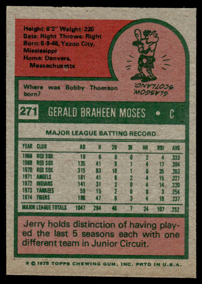 1975 Topps Baseball #271 - Jerry Moses - NM