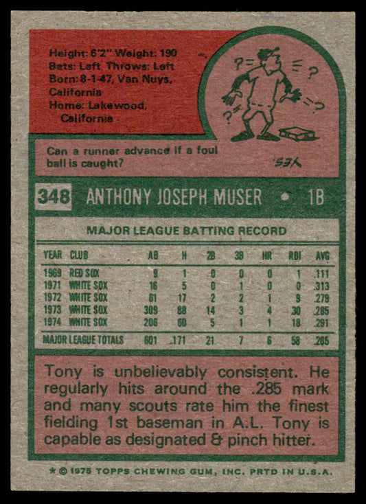 1975 Topps Baseball #348 - Tony Muser - NM