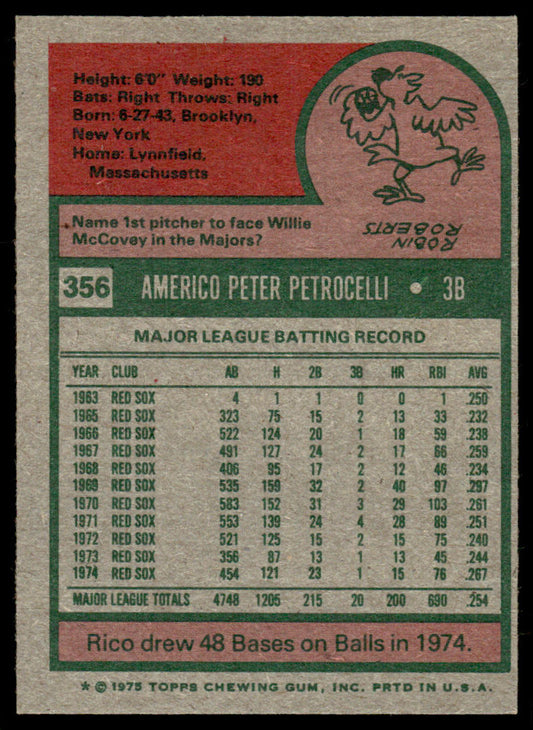 1975 Topps Baseball #356 - Rico Petrocelli - NM