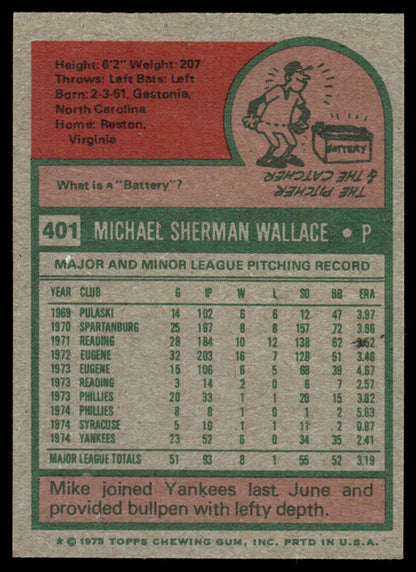 1975 Topps Baseball #401 - Mike Wallace - NM