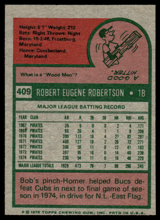 1975 Topps Baseball #409 - Bob Robertson - NM