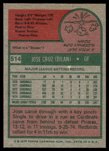 1975 Topps Baseball #514 - Jose Cruz - NM