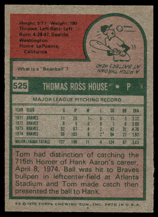 1975 Topps Baseball #525 - Tom House - NM