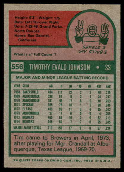 1975 Topps Baseball #556 - Tim Johnson - NM