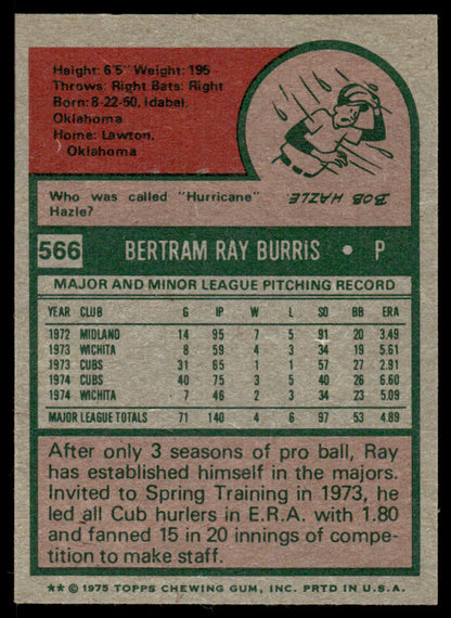 1975 Topps Baseball #566 - Ray Burris - NM