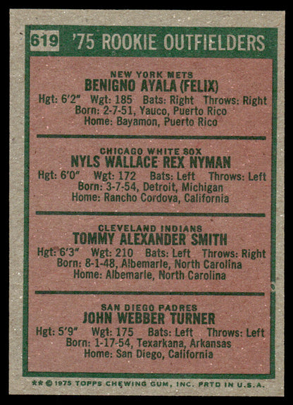 1975 Topps Baseball #619 - 1975 Rookie Outfielders - NM