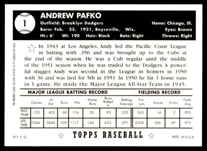 2001 Topps Baseball Through the Years Reprints #4 - Andy Pafko
