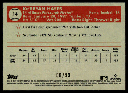 2022 Topps Chrome Platinum White/Green Refractor #309 - Ke'Bryan Hayes