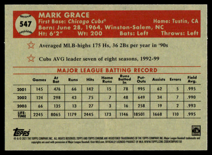 2021 Topps Chrome Platinum Anniversary Baseball #547 - Mark Grace