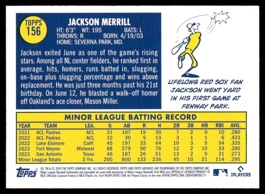 2024 Topps Archives Baseball #156 - Jackson Merrill