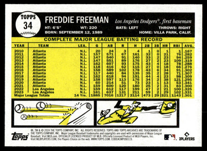 2024 Topps Archives Baseball #34 - Freddie Freeman