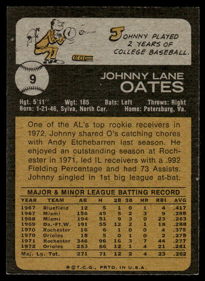 1973 Topps Baseball #9 - Johnny Oates - EXMT