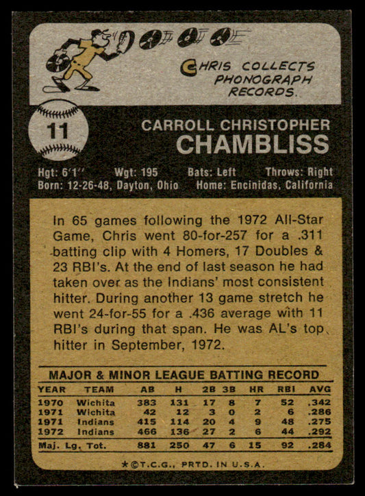 1973 Topps Baseball #11 - Chris Chambliss - EXMT