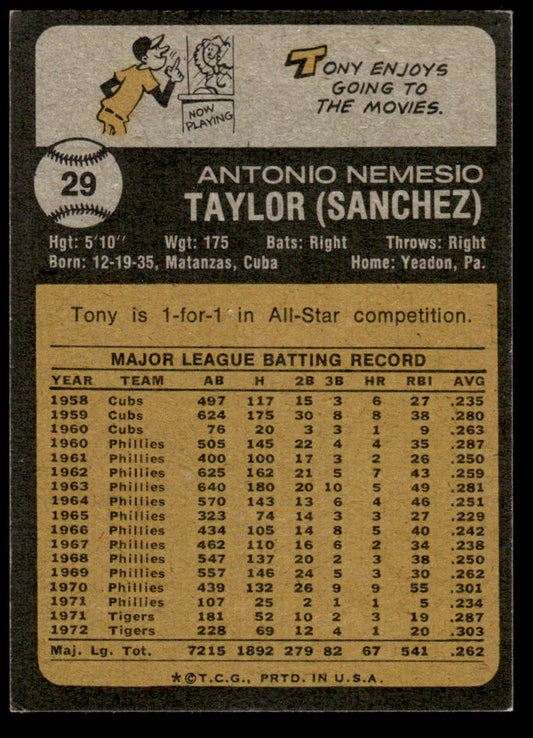 1973 Topps Baseball #29 - Tony Taylor - NM