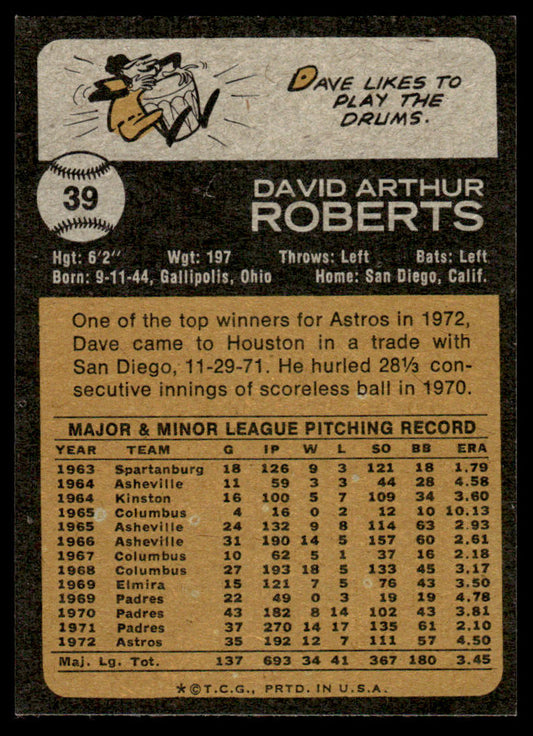 1973 Topps Baseball #39 - Dave Roberts - NM