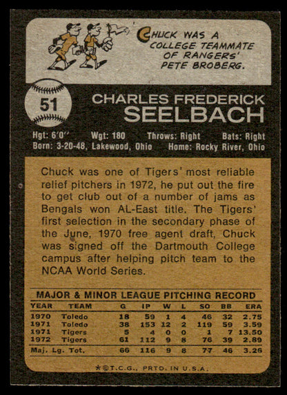 1973 Topps Baseball #51 - Chuck Seelbach - EXMT