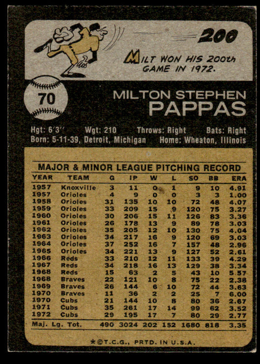 1973 Topps Baseball #70 - Milt Pappas - NM