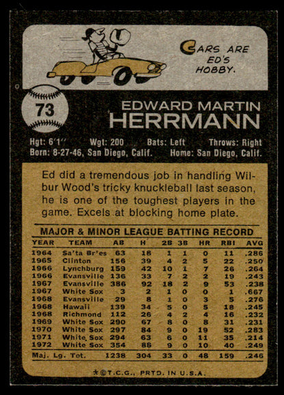 1973 Topps Baseball #73 - Ed Herrmann - NM