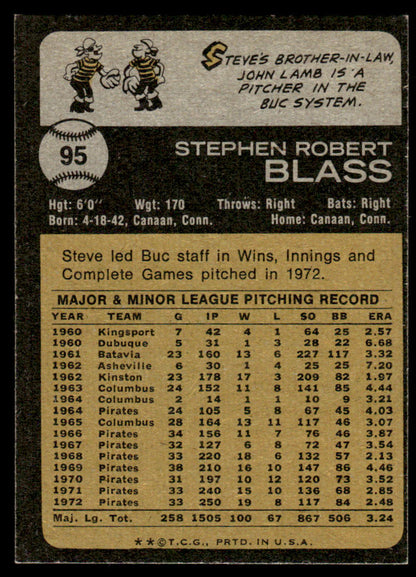 1973 Topps Baseball #95 - Steve Blass - NM