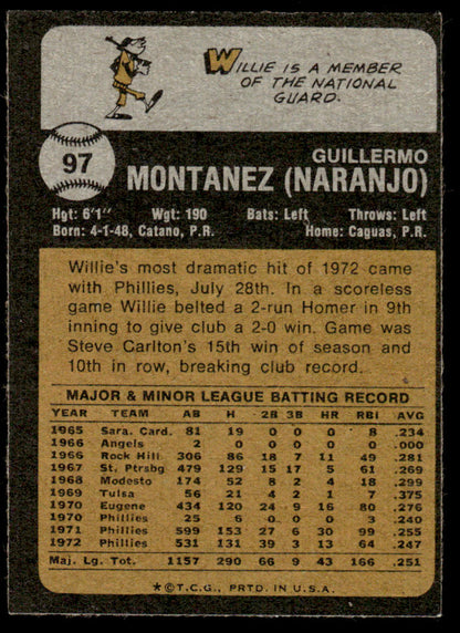 1973 Topps Baseball #97 - Willie Montanez - EXMT