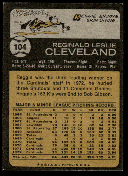 1973 Topps Baseball #104 - Reggie Cleveland - NM
