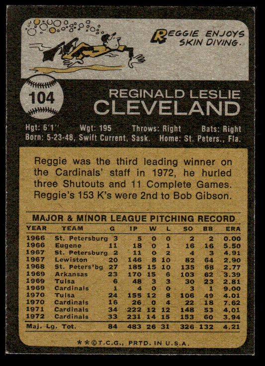 1973 Topps Baseball #104 - Reggie Cleveland - NM
