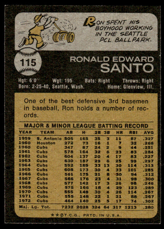 1973 Topps Baseball #115 - Ron Santo - NM