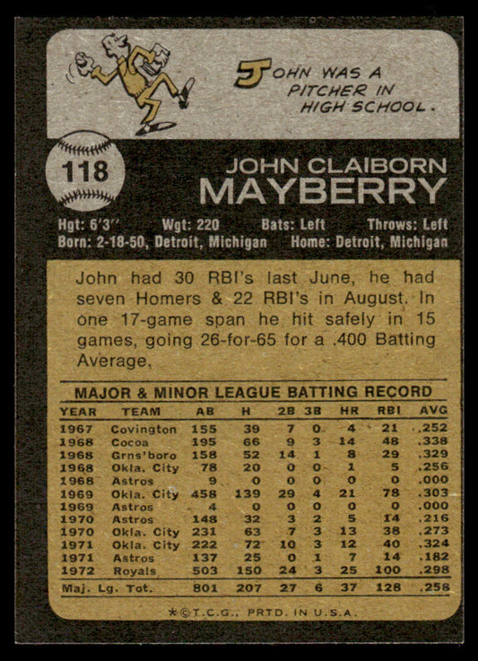 1973 Topps Baseball #118 - John Mayberry - EXMT